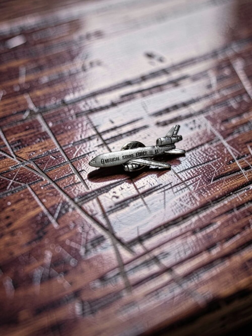 Vintage Medical Strike Force DC-10 Airplane Pewter Pin.